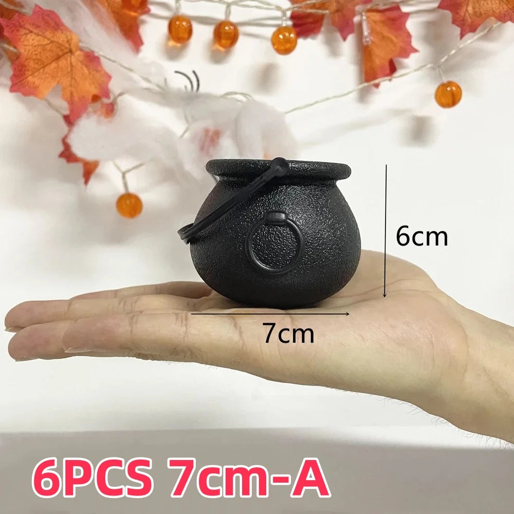 Spooky Black Cauldron Candy Bucket - Perfect for Halloween Trick or Treating & Party Decor!