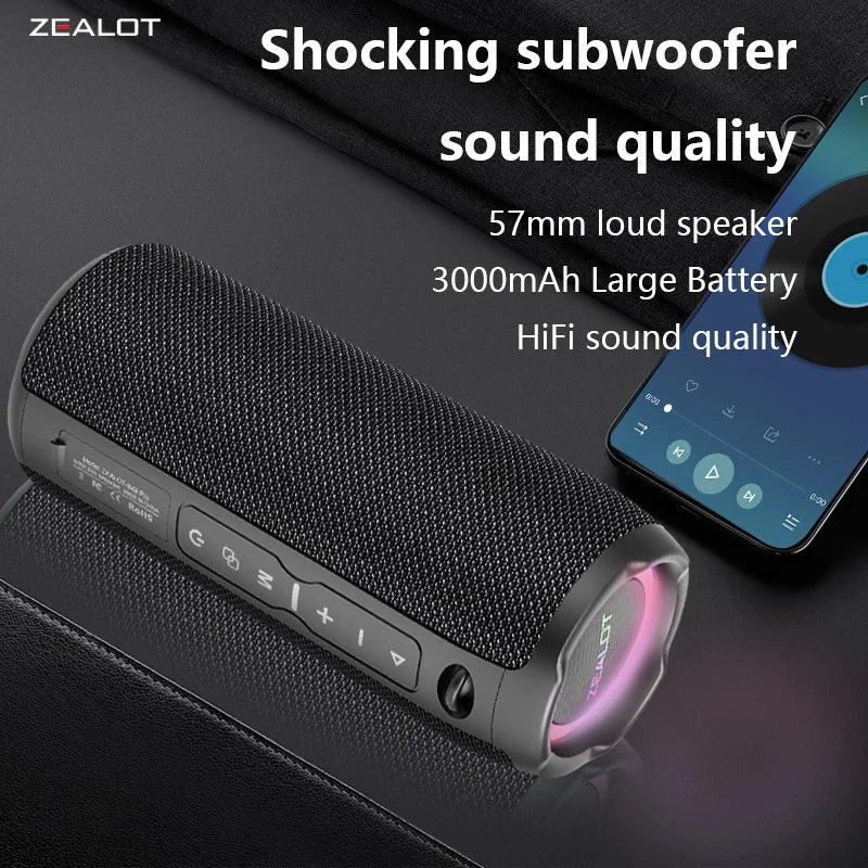 S49 Pro 20W Portable Bluetooth Speakers - Powerful Subwoofer with 10 Hours Playtime & 3000mAh Battery