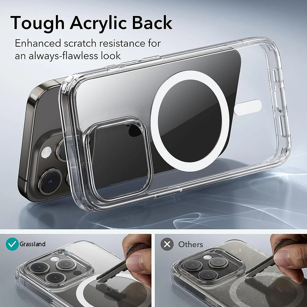 Luxury Magnetic Wireless Charge for Magsafe Case for Iphone 16 15 14 13 12 11 Pro XR XS Max 7 8 plus Back Cover Transparent Case