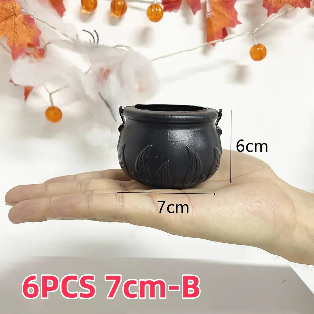 Spooky Black Cauldron Candy Bucket - Perfect for Halloween Trick or Treating & Party Decor!