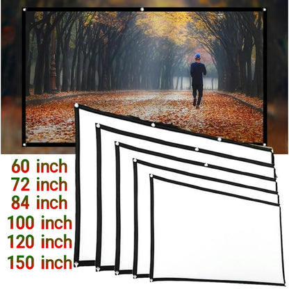 Projection Screen Portable Simple Curtain Anti-Light Display for Home Outdoor 60 72 84 100 120 150 Inch HD Travel Home Theater