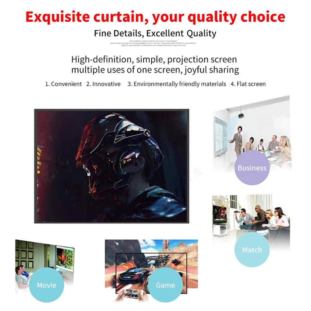 Projection Screen Portable Simple Curtain Anti-Light Display for Home Outdoor 60 72 84 100 120 150 Inch HD Travel Home Theater