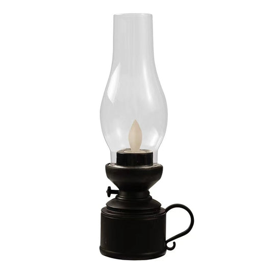 Charming Vintage Kerosene Lamp - LED Flameless Candle Night Light for Spooky Halloween Decor - Antique Battery Operated Elegance