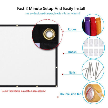 Projection Screen Portable Simple Curtain Anti-Light Display for Home Outdoor 60 72 84 100 120 150 Inch HD Travel Home Theater