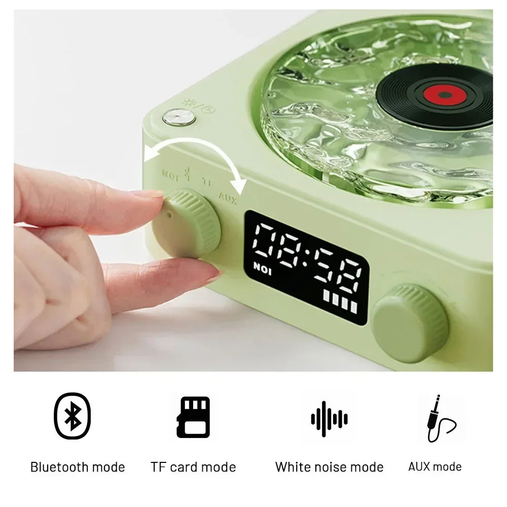 Retro Waves Bluetooth Vinyl Player with RGB Light - Sleep Aid Turntable Speaker with White Noise