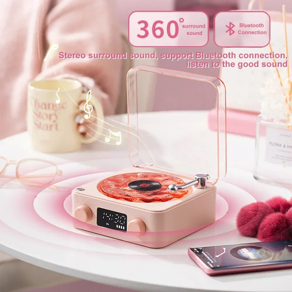 Retro Waves Bluetooth Vinyl Player with RGB Light - Sleep Aid Turntable Speaker with White Noise