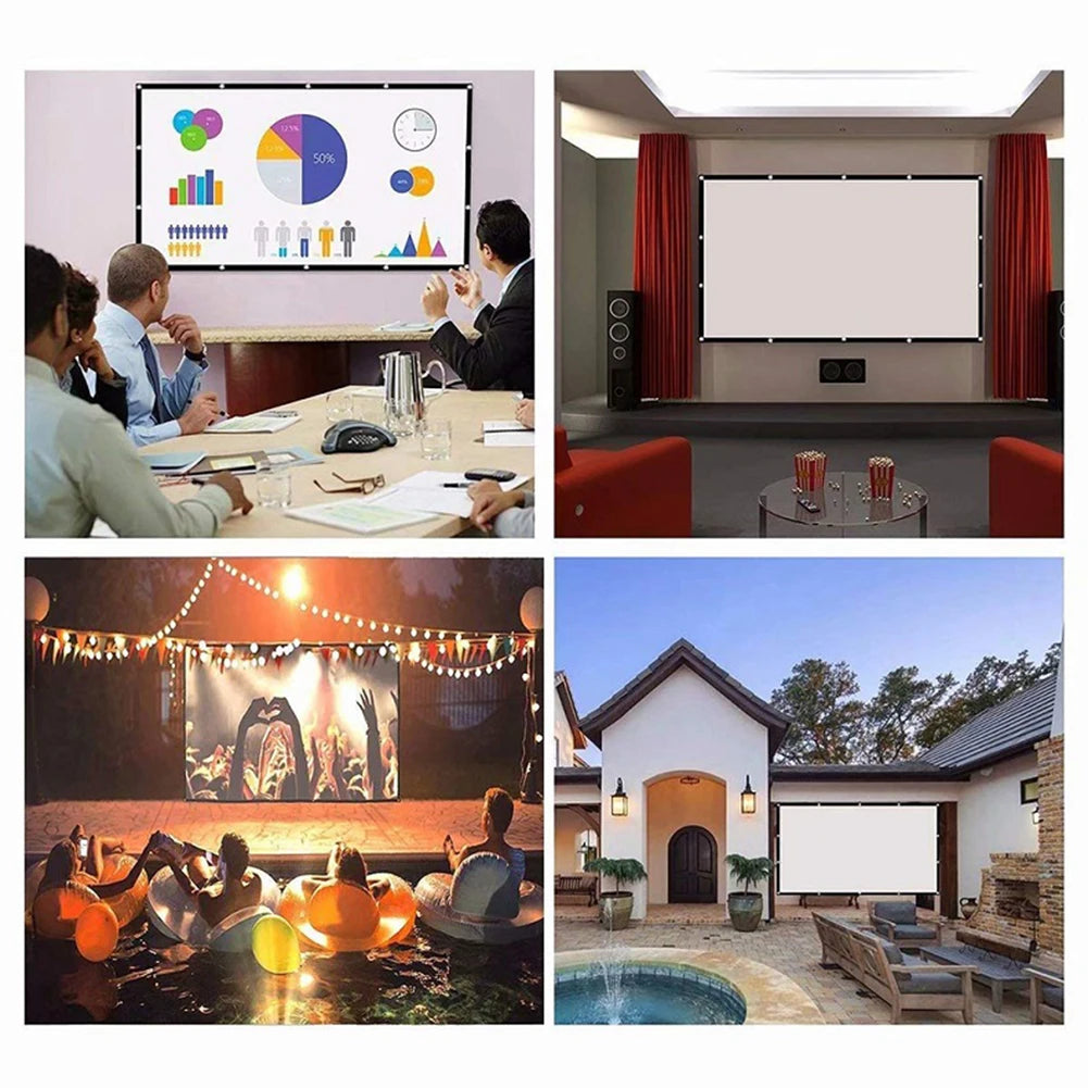 Projection Screen Portable Simple Curtain Anti-Light Display for Home Outdoor 60 72 84 100 120 150 Inch HD Travel Home Theater