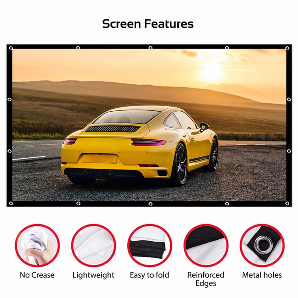 Projection Screen Portable Simple Curtain Anti-Light Display for Home Outdoor 60 72 84 100 120 150 Inch HD Travel Home Theater