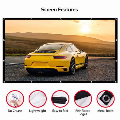 Projection Screen Portable Simple Curtain Anti-Light Display for Home Outdoor 60 72 84 100 120 150 Inch HD Travel Home Theater