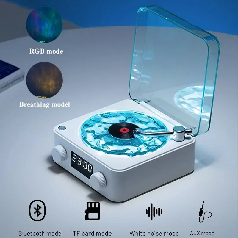Retro Waves Bluetooth Vinyl Player with RGB Light - Sleep Aid Turntable Speaker with White Noise