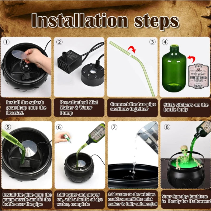 Enchanting Black Wizard Bowl with Magic Float Bottle & Diffuser - Perfect for Spooky Halloween Parties and Haunted Home Decor!