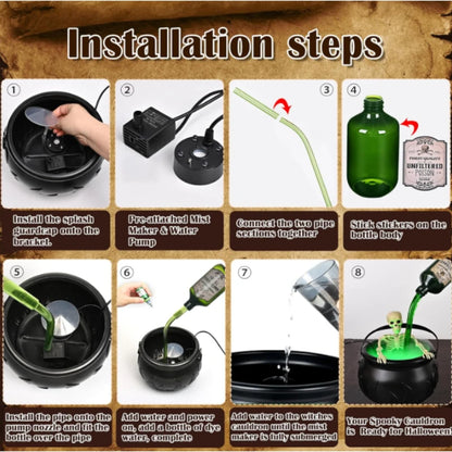 Enchanting Black Wizard Bowl with Magic Float Bottle & Diffuser - Perfect for Spooky Halloween Parties and Haunted Home Decor!