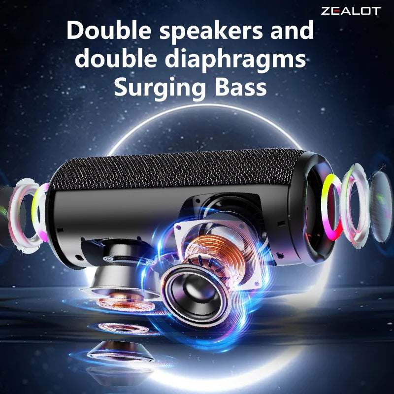S49 Pro 20W Portable Bluetooth Speakers - Powerful Subwoofer with 10 Hours Playtime & 3000mAh Battery